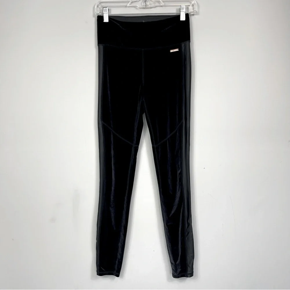 Sweaty Betty Velvet High Waisted Rise Leggings Side Stipe Velour Pants Black S - Picture 6 of 16